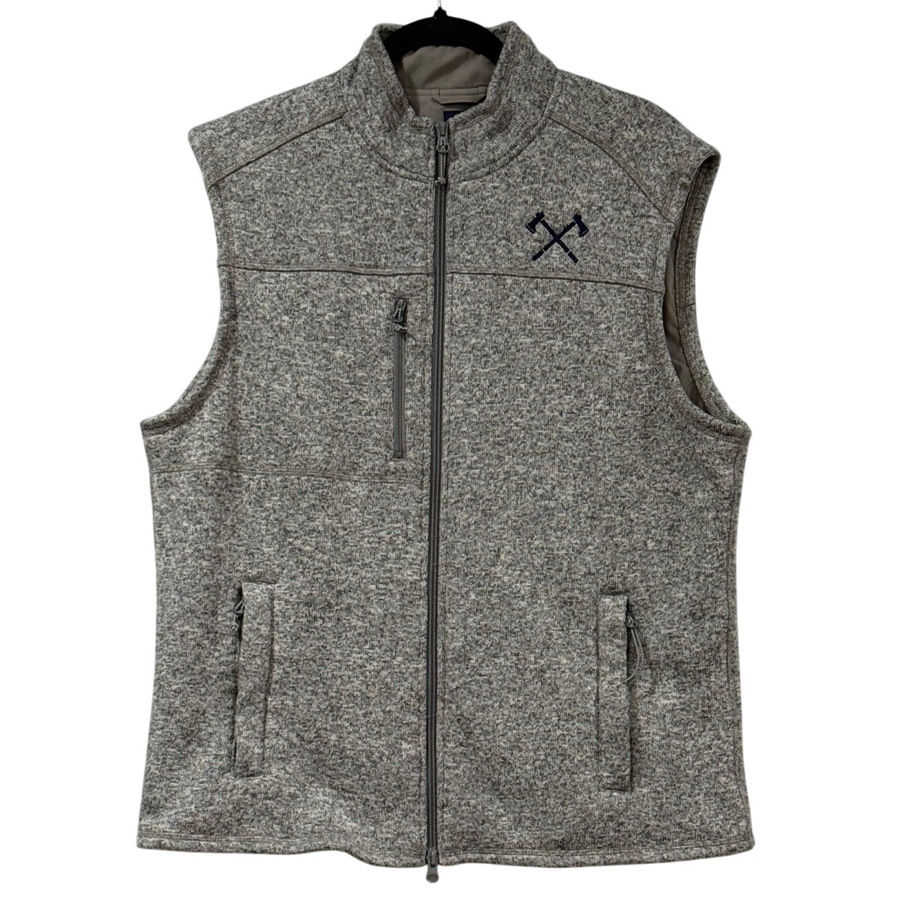 Johnnie-O Wes Vest Mens Large Light Gray Full Zip Fleece Golf Preppy Layer Lined